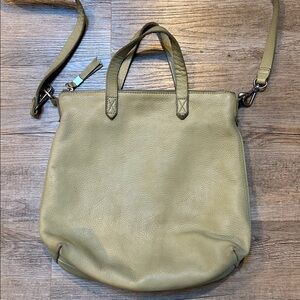 Madewell Small Transport Tote light green leather bag